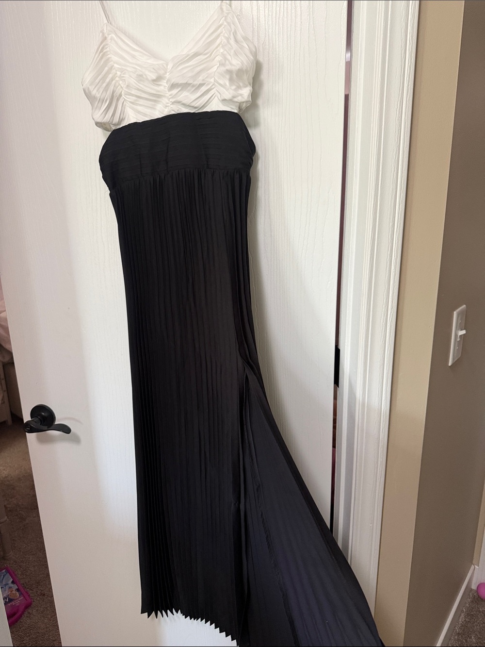 Express Black Pleated Maxi Skirt with Side Slit